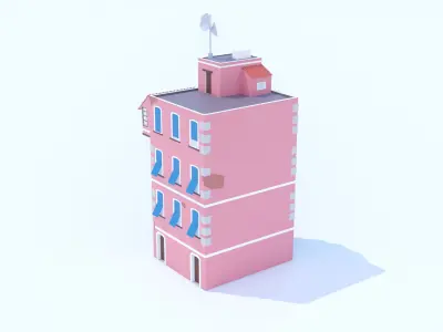 Italian Building number 9 Lowpoly Low-poly 3D model