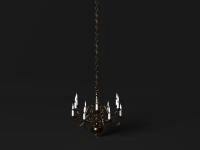 Chandelier with candles hanging from it 3D model