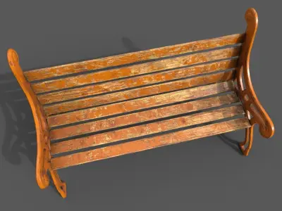 Old Street Bench Low-poly 3D model