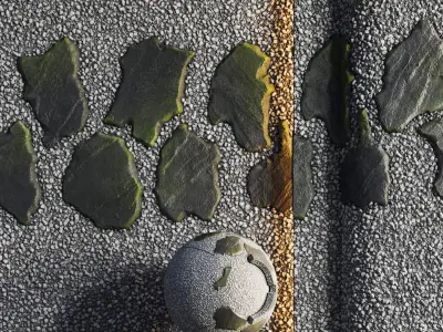 H68 Slate Stones and Gravel Pathway - PBR - 4K Low-poly 3D model