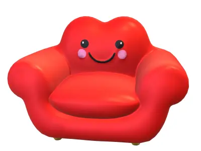 Beanbag  smile cloud Pack Low-poly 3D model