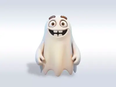 Cheerful Ghost Halloween Character 3D model