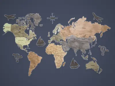  wooden map on the wall Low-poly 3D model purchase