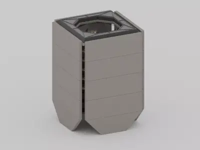 Brutalist Industrial Building 15 Low-poly 3D model