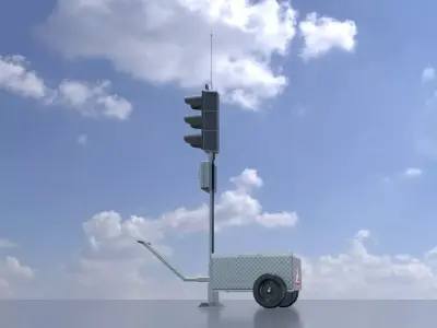 Mobile Construction-Site Traffic-Light High-Poly Version 3D model