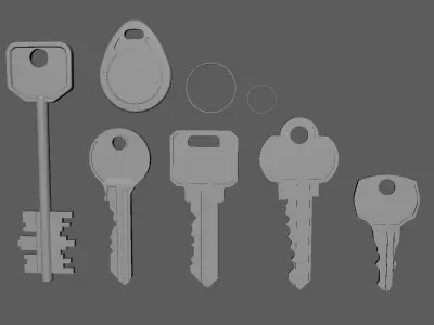 Realistic Keys and RFID Tags Game Ready Low Poly 3D Model Low-poly 3D model