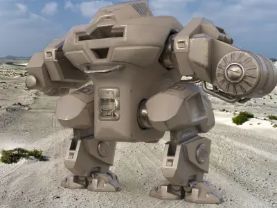 Mecha Robo Cop Clay Vray AI Low-poly 3D model
