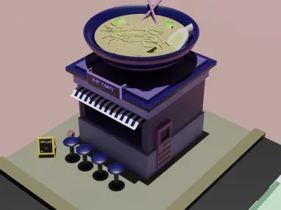 Small area in city Low-poly 3D model