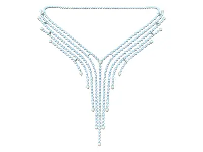 Modern White Pearl Bids Necklace Low-poly 3D model