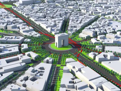 Paris city Low-poly 3D model