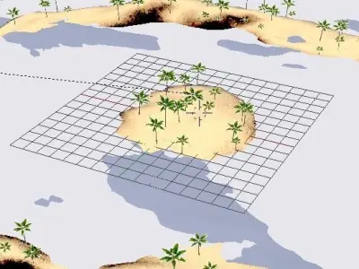 Realistic Island 3d with palm trees 3D model