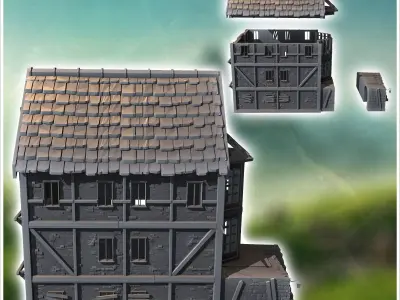 Abandoned medieval house with wooden planks on windows 13 - Medi 3D print model
