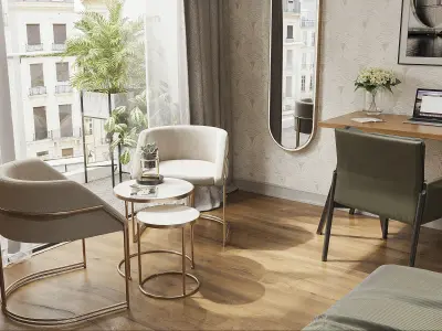 3D Hotel Room Interior Scene  HighQuality 3ds Max and Corona 3D model