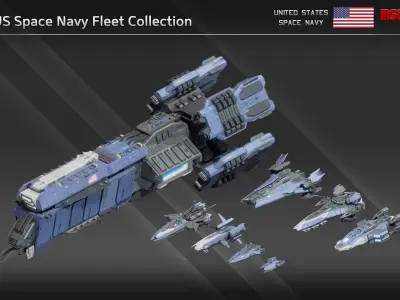 US Space Navy Fleet Collection 3D Model Pack