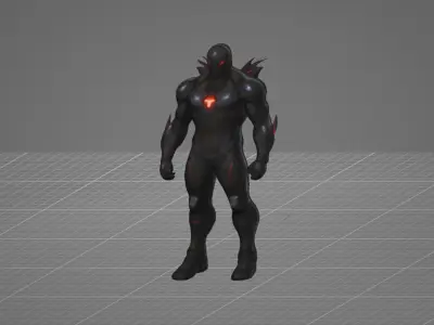 Dark Armored Supervillain Game Ready GLB Model 3D Low-poly 3D model