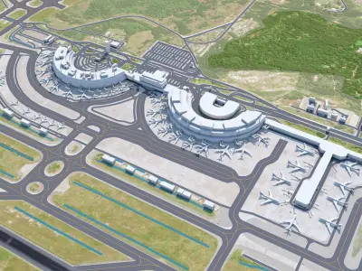 Rio De Janeiro Tom Jobim International Airport 12km Low-poly 3D model