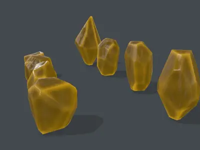 crystal set Low-poly 3D model