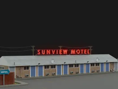 American Motel 3D Model Low-poly 3D model
