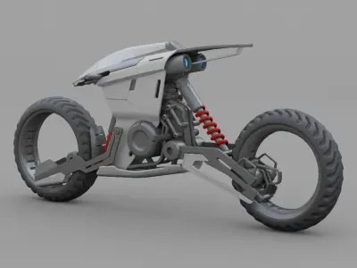 sci-fi motorbike rigged vehicle 3D model