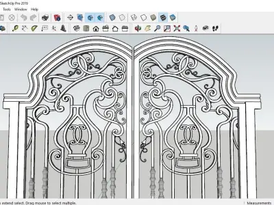 3d model of iron gate art exterior villa architecture 3D model
