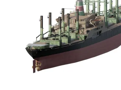 Cargo ship with cranes 3D model