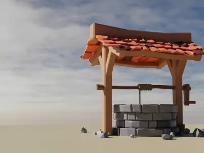 Low poly water well Free low-poly 3D model