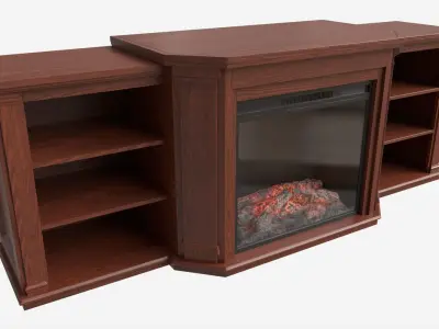 Electric Media Fireplace Wood Valmont 3D model