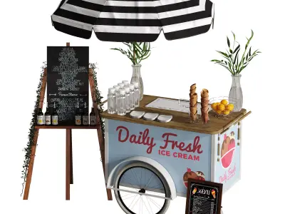 Ice Cream cart 2 blue 3D model