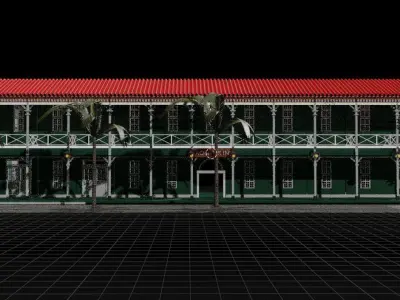 Classic Hawaian Building  the Frontier Inn Maui Hawaii 3D model