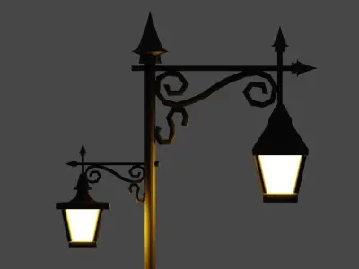 Cartoon Lamp Post Low-poly 3D model