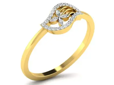 Light Weight Yellow Gold Diamond Ring DR-6089 3D print model