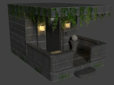 Modern House Entrance with Nature  3D model