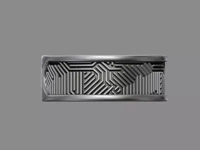 Scifi tech pattern wedding band ring 3D print model