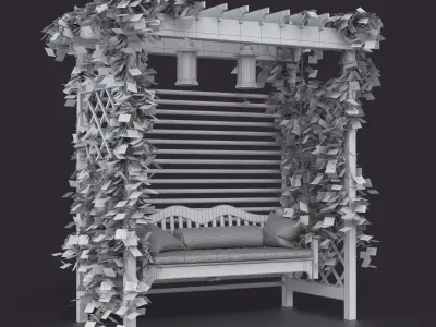 Garden white swing in Provence style  3D model