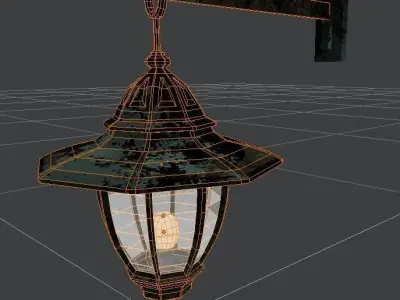 outdoor lamp - exterior outside light - old bronze antique Low-poly 3D model