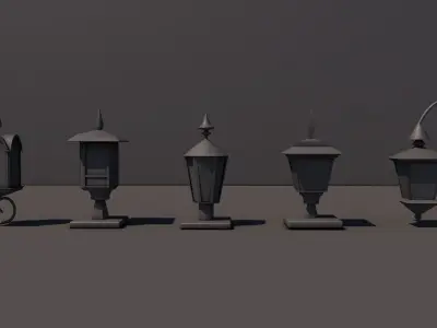 Outside Lamp 5 Pack  3D Model Low-poly 3D model