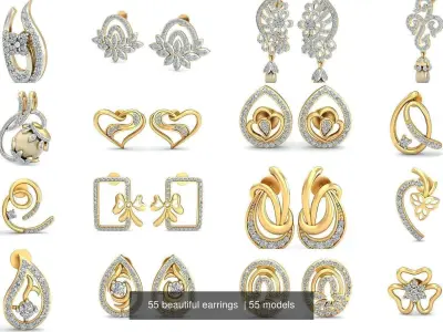 55 beautiful earrings  3D Model Pack