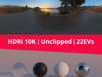 Hdri - Road Lake And Sunset Texture