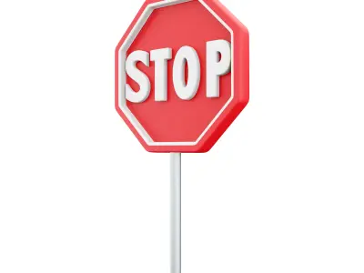3D stop sign cartoon icon 3D model