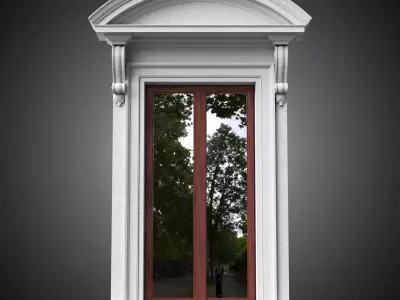 Classical window with curved pediment 3D model