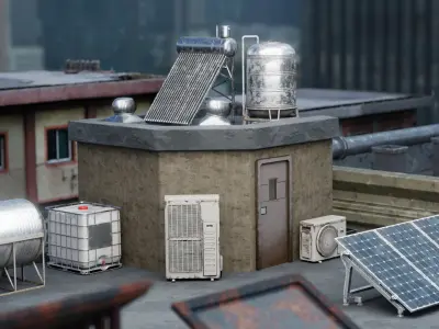 Rooftop Kit Low-poly 3D model