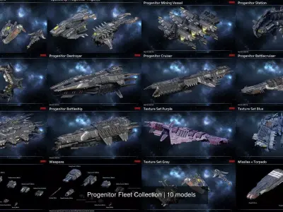 Progenitor Fleet Collection 3D Model Pack
