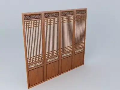A piece of wooden door in Chinese style. Free 3D model