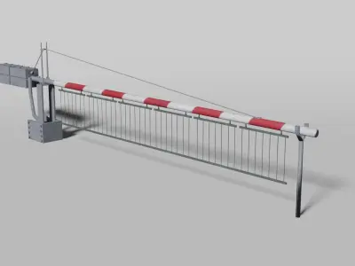 Railway crossing gate Low-poly 3D model
