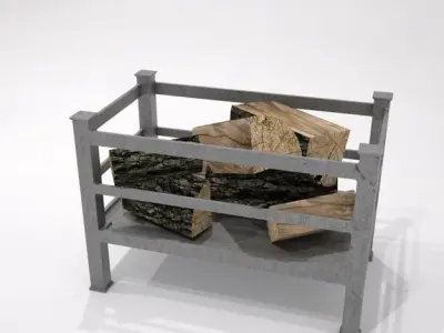 fire grate with logs  Low-poly 3D model