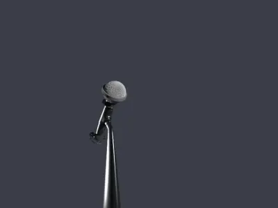 Microphone with microphone-stand Low-poly 3D model
