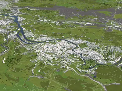 Bilbao 50x50km City Map Model 3D model