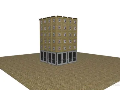 Brick Apartment Building 3D model