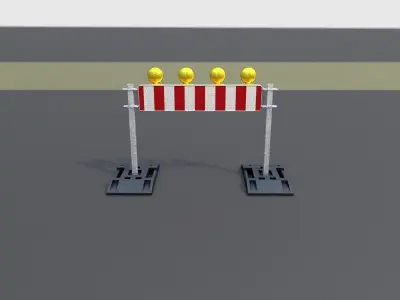 Construction Barrier 5 with warning lights 600-33 250x1200mm Low-poly 3D model