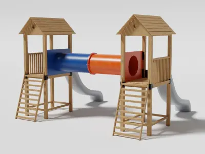 Playground Slide-Tube Low-poly 3D model